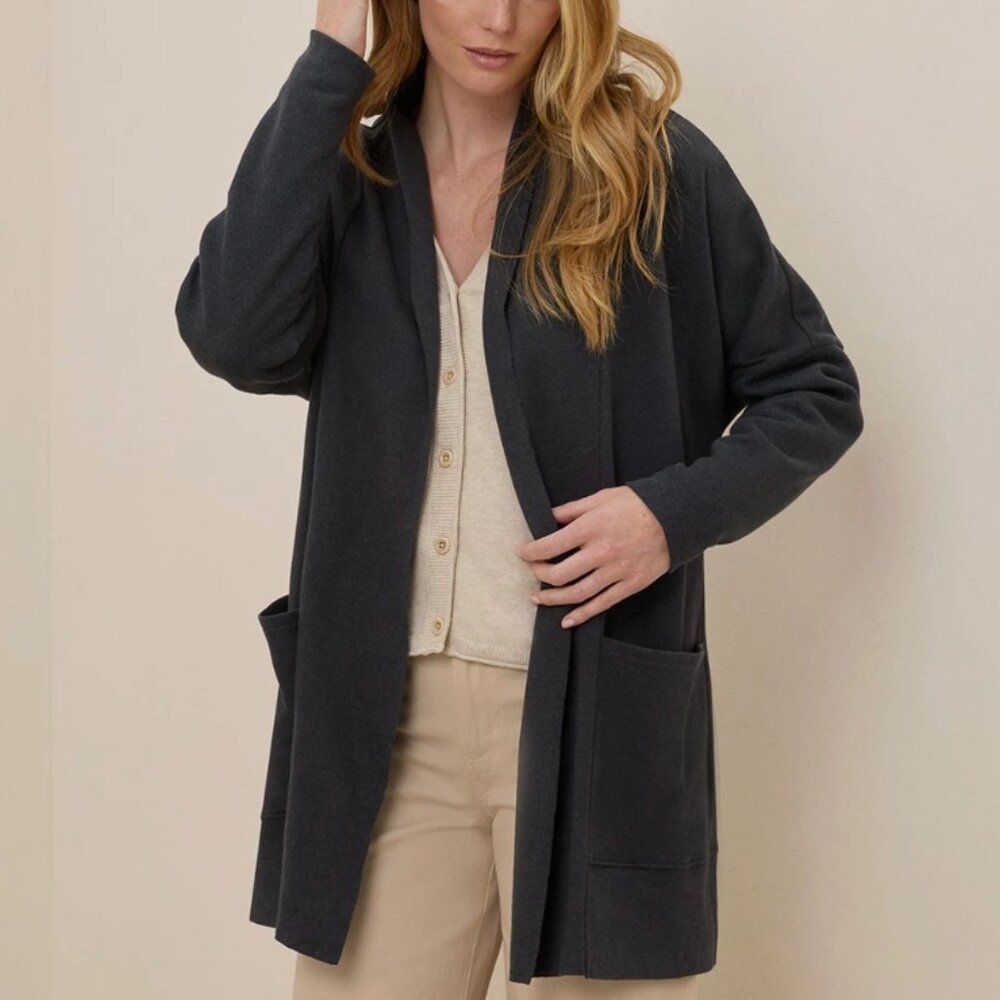 Pact Organic Airplane Wrap Cardigan XS/S Charcoal Heather